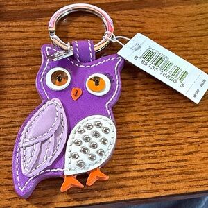 Coach Purple Owl Keychain NWT